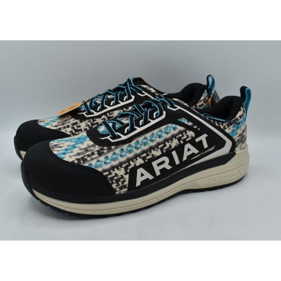 Ariat Womens Size 10 Outpace CT Comp Toe Turquoise Aztec EH Safety Shoes - Picture 2 of 13